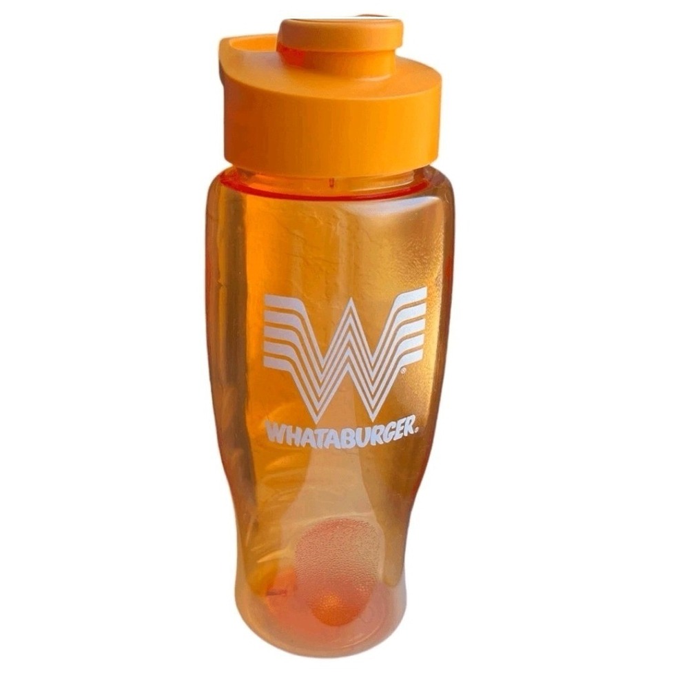 Whataburger Orange Reusable Water‎ Bottle White Flying W Logo Flip Top Lid